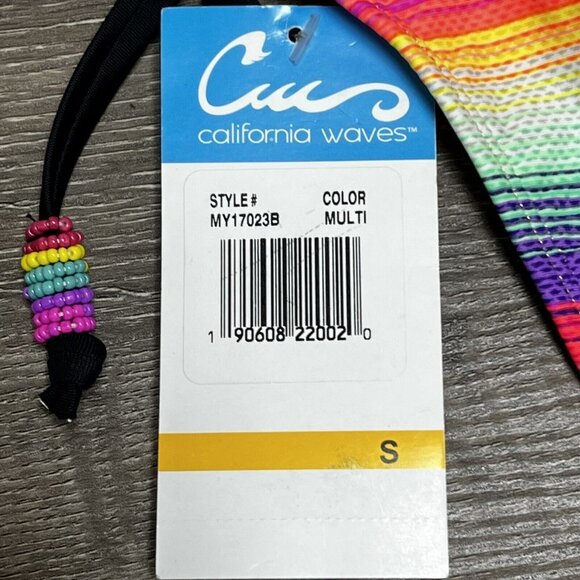 NWT California Waves String Bikini Bottoms Small Jrs Multicolor Beaded Side Ties - Picture 12 of 16